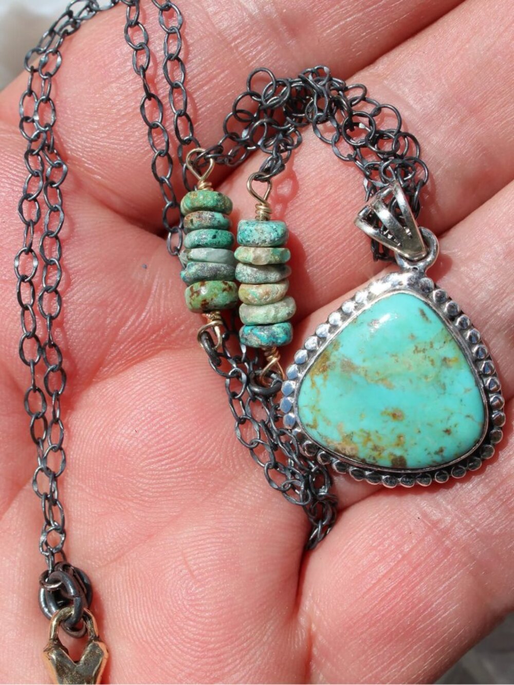 Minimalist Turquoise Sterling Silver Necklace 20 Inches
